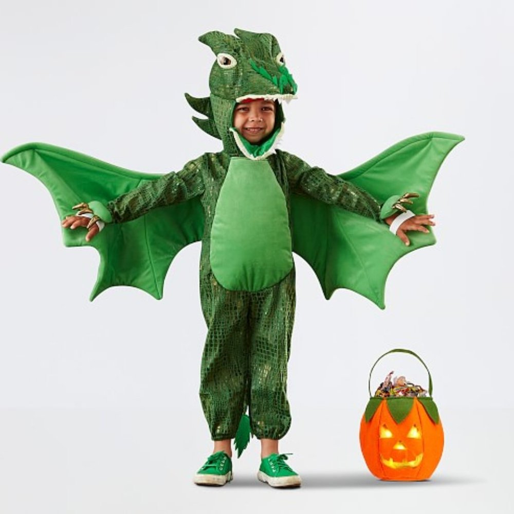 NWT Pottery Barn Kids Toddler Green Dragon Halloween Costume Size 3T